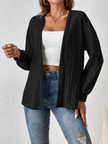 Damen Strickjacke mit tiefem V-Ausschnitt und strukturierter Rippoptik R&B
