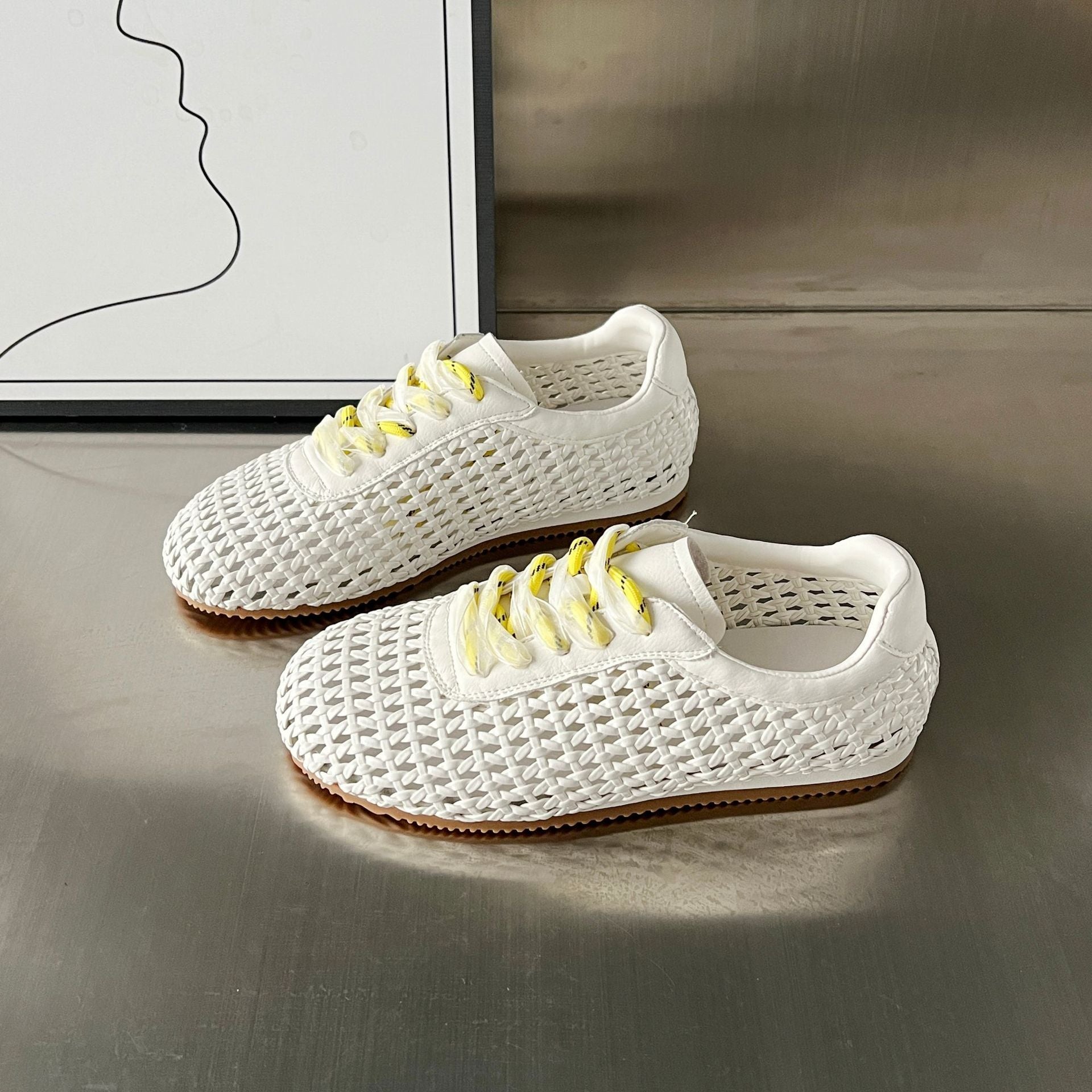 Damen Atmungsaktive Lace-Up Sneakers mit modischem Netzdesign R&B