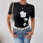 Damen T-Shirt mit floralem 3D-Design R&B