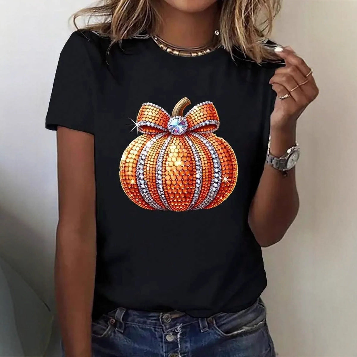 Damen T-Shirt mit stylischem Kürbis-Motiv und aufregendem Animal-Print R&B