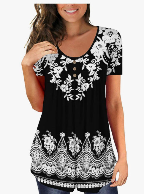 Damen Tunika Damen U-Ausschnitt Print