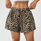 Damen Lockere Leoprint-Strandshorts R&B