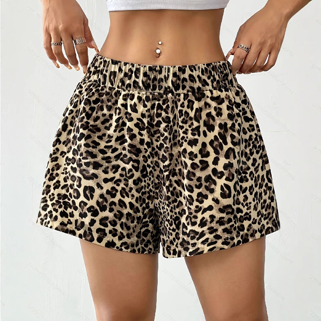 Damen Lockere Leoprint-Strandshorts R&B