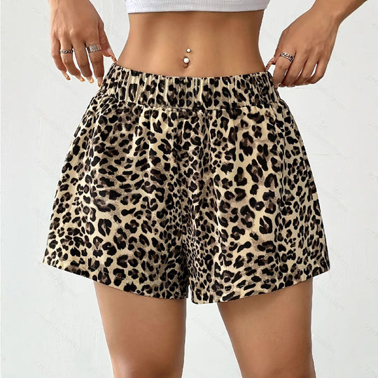 Damen Lockere Leoprint-Strandshorts R&B