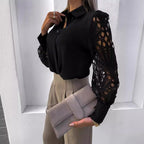 Damen Elegante Bluse mit kunstvollen Spitzenärmeln R&B