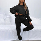 Damen bequemer und eleganter Freizeit-Loungewear-Anzug mit Kordelzug und hohen Bündchen R&B