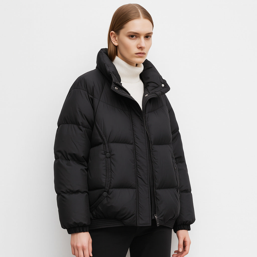 Damen Voluminöse Steppjacke mit modernem Kragen und praktischen Taschen R&B