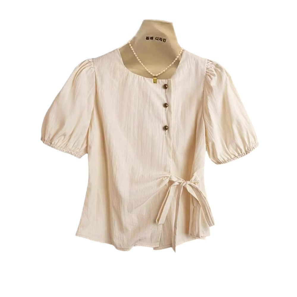 Damen Elegantes Wickeloberteil mit Knopf- und Schleifendetails R&B
