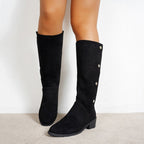 Damen Elegante Stiefel aus weichem mit modischen Knopfdetails R&B