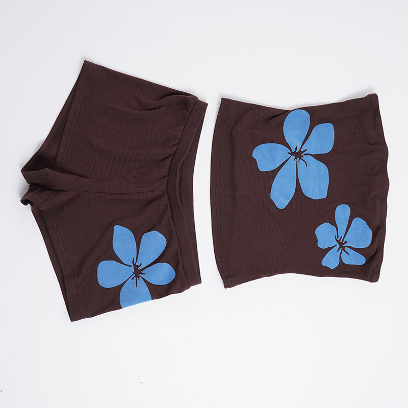 Damen kurze Leggings mit floralem Design R&B