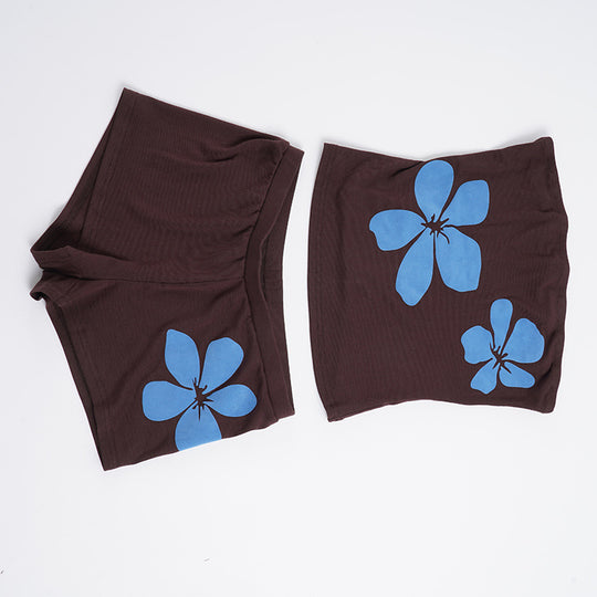Damen kurze Leggings mit floralem Design R&B