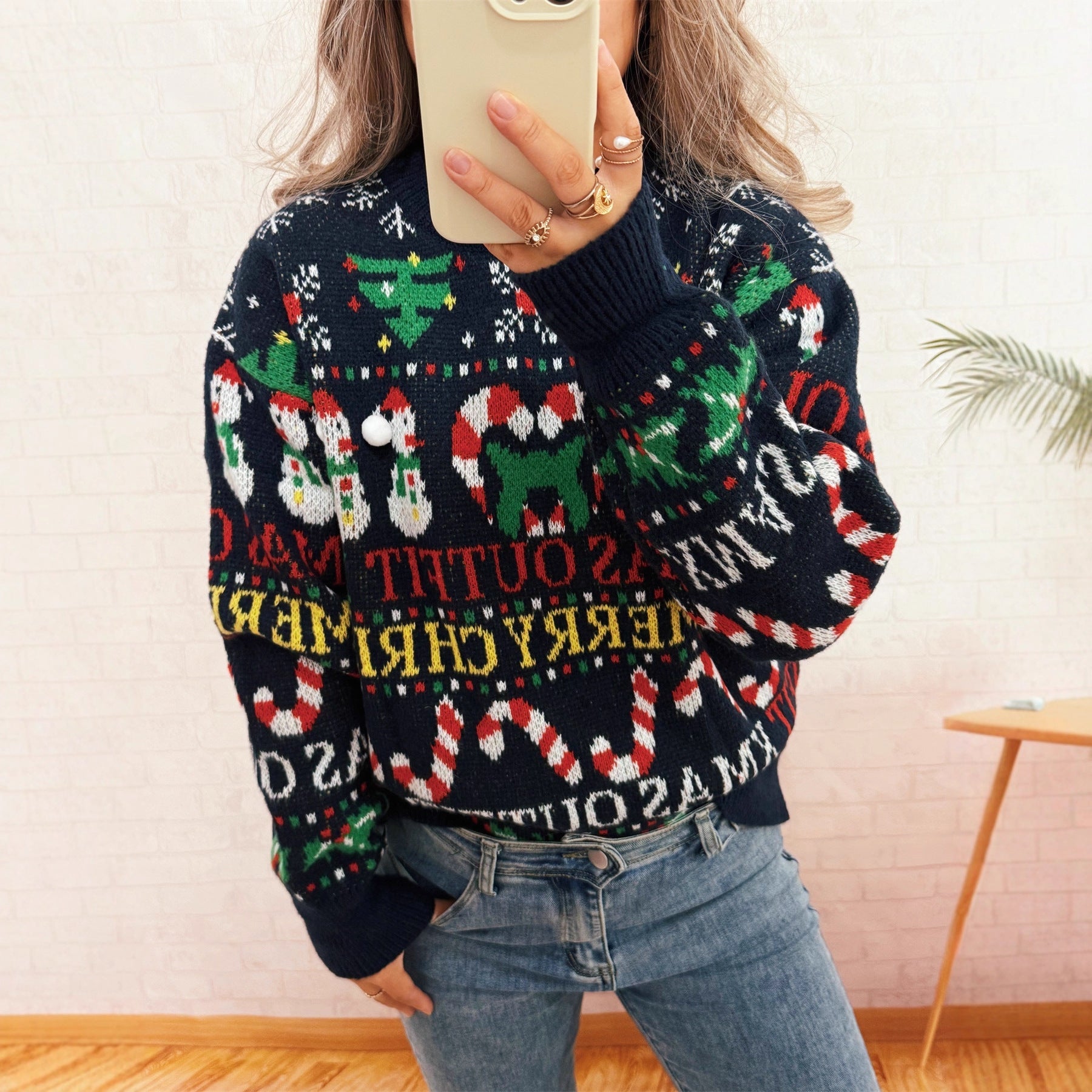 Damen Weihnachts-Pullover mit nordischem Design und festlichen Motiven R&B