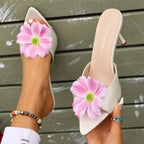 Damen elegante Sandaletten mit floralem Design und mittelhohem Absatz R&B