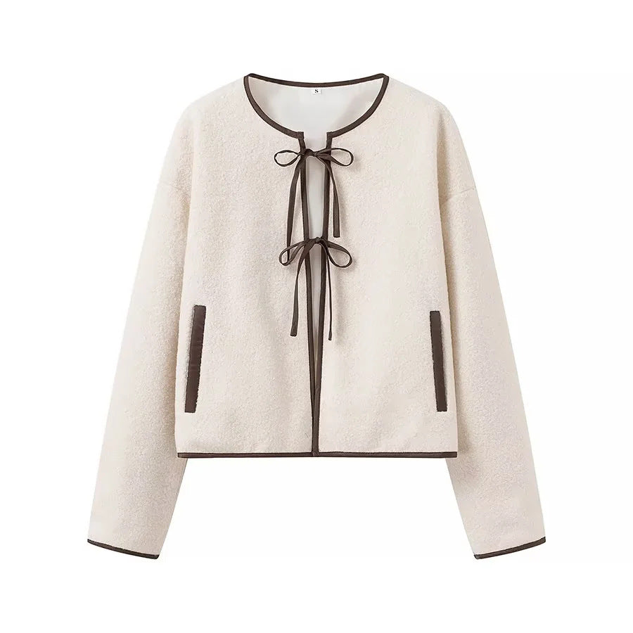 Damen Kuschelige Übergangsjacke mit eleganten Bindebändern und praktischen Taschen R&B