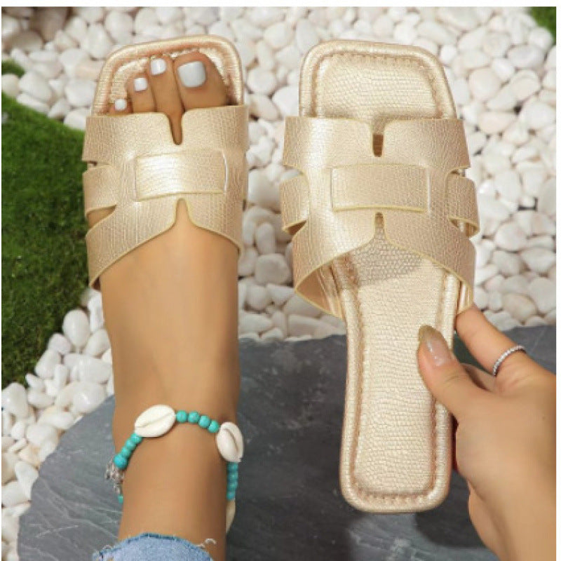 Damen modische Slip-On Sandalen mit Leopardenmuster und bequemer Fußbettgestaltung R&B