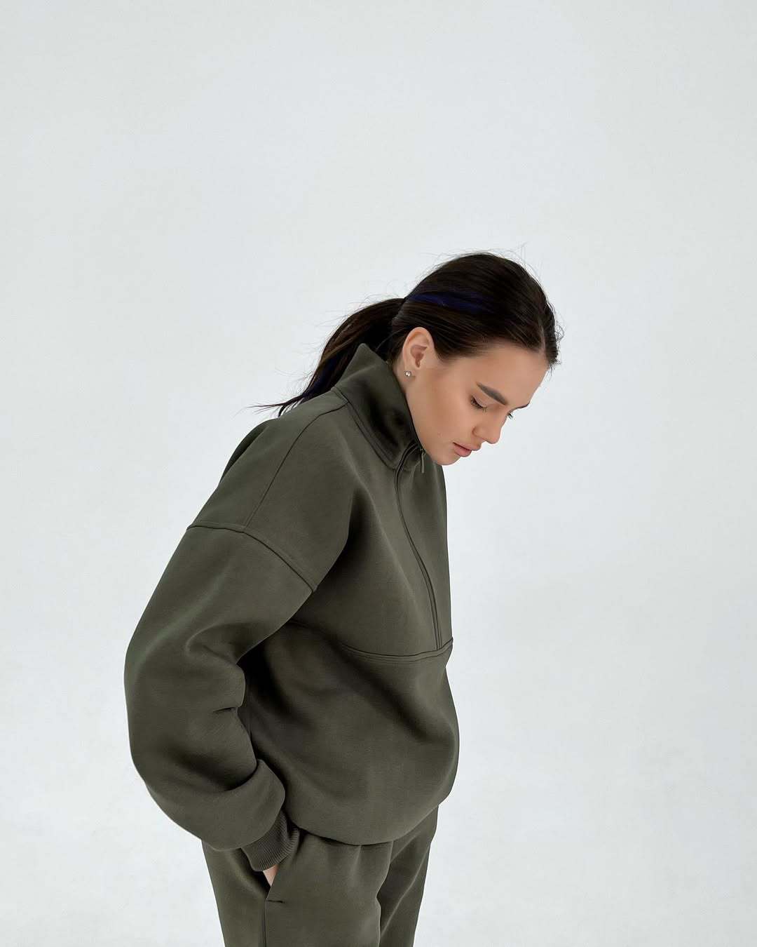 Damen Hochleistungs-Fleece Sweatshirt mit Stehkragen und Reißverschluss R&B