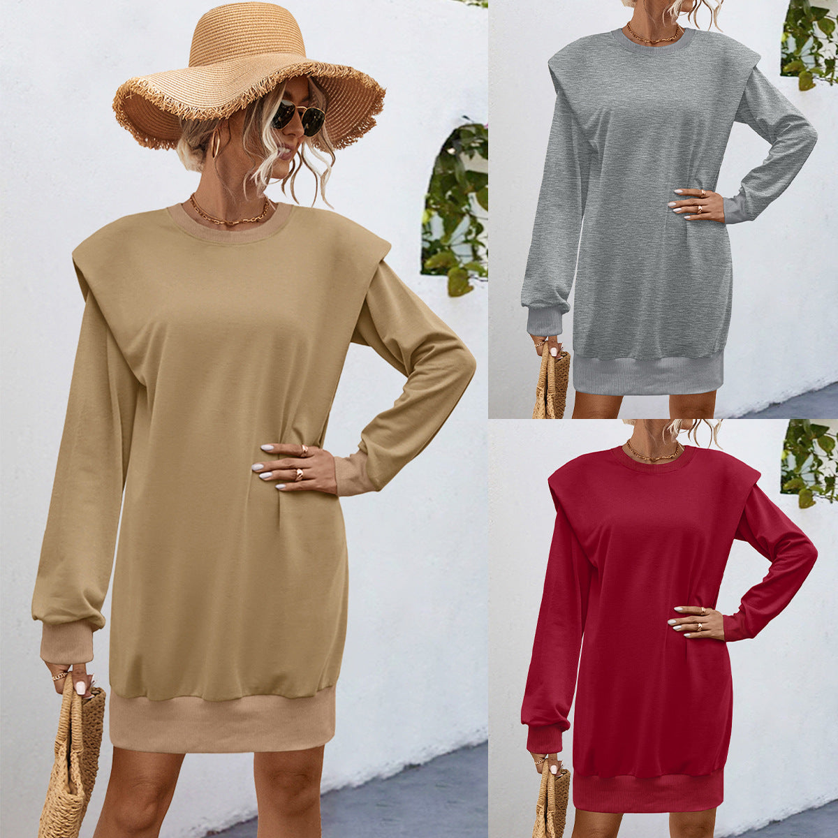 Damen Sweatkleid mit lässigem Schnitt und oversized Schultern R&B