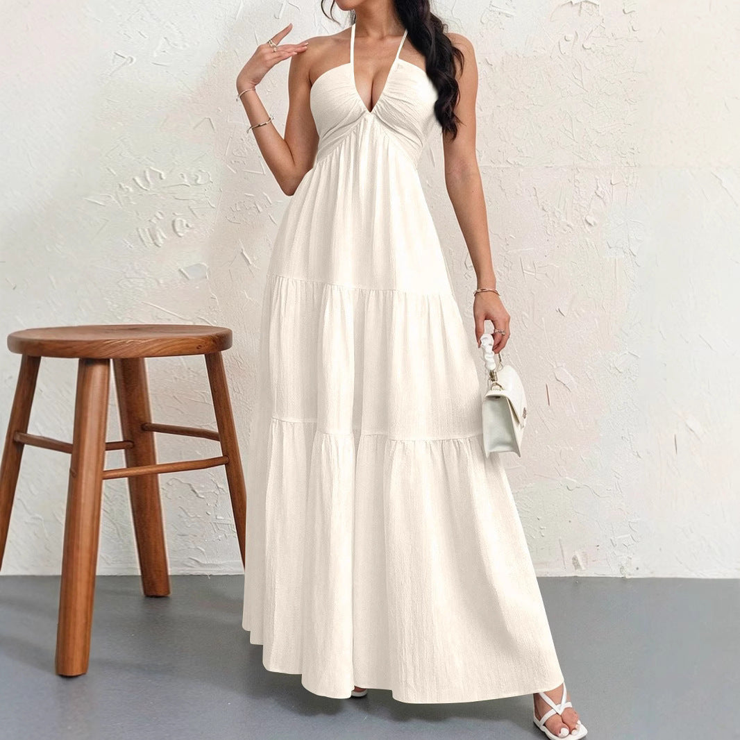 Damen Maxikleid mit fließendem Schnitt und tiefem Ausschnitt R&B