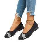 Damen Komfortable Ballerinas mit eleganter Schleifen-Applikation und modischem Glitzer R&B