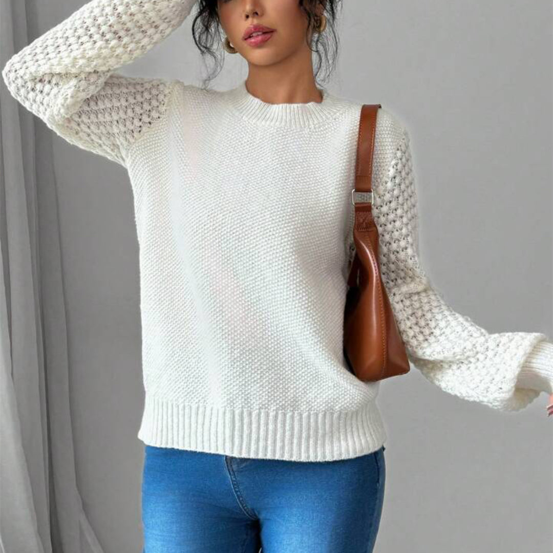 Damen modischer Pullover mit raffinierten Strickdetails R&B