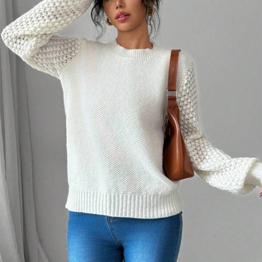 Damen modischer Pullover mit raffinierten Strickdetails R&B