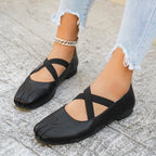 Damen modische Ballerinas mit kreuzförmigen Riemen und eleganter Sohle R&B