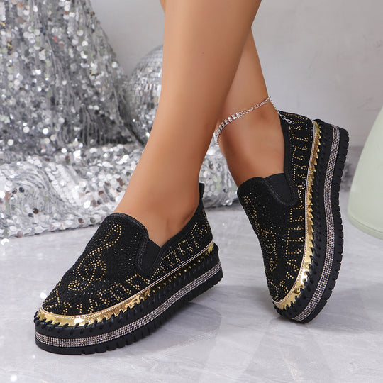 Damen Slip-On Sneakers mit funkelndem Strass R&B