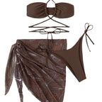 Damen Bikini mit raffiniertem Kreuz-Design und zartem Wickelrock R&B