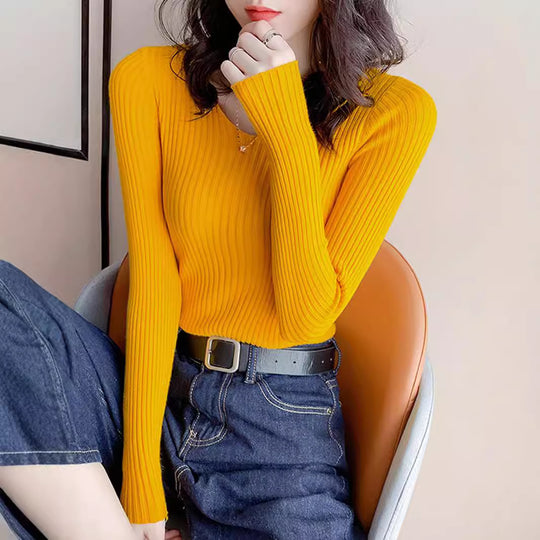 Damen Feinstrickpullover mit V-Ausschnitt und Rippenstruktur R&B
