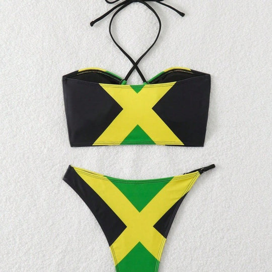 Damen Bikini mit trendy gekreuztem Oberteil und hohem Beinausschnitt R&B