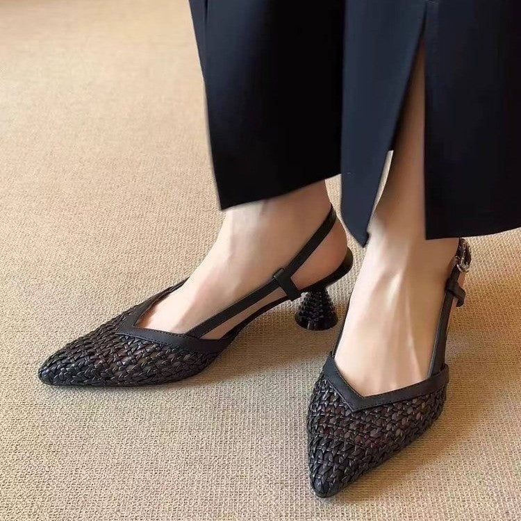 Damen Slingback-Pumps mit geflochtener Oberflächenstruktur und elegantem Absatz R&B