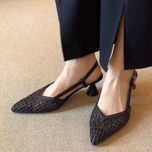 Damen Slingback-Pumps mit geflochtener Oberflächenstruktur und elegantem Absatz R&B