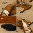 Damen elegante Mary Jane Pumps mit glänzendem Blockabsatz und modischem Riemendesign