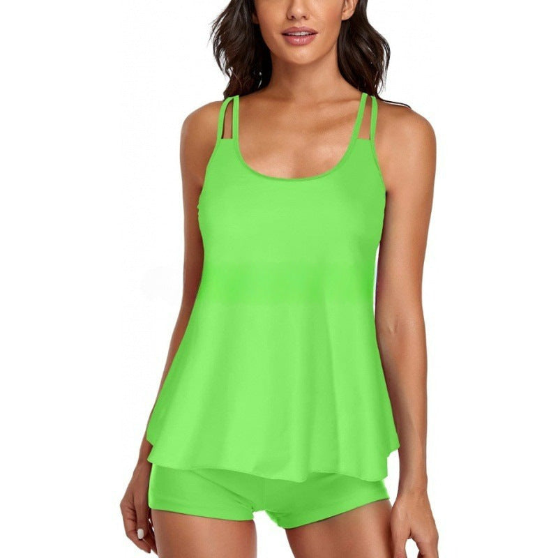 Damen Sportliches Tankini-Set mit bequemem Shorts und verstellbaren Trägern R&B