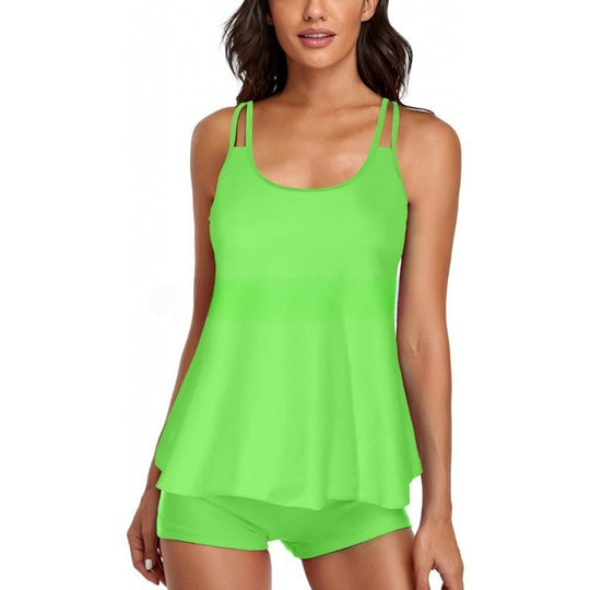 Damen Sportliches Tankini-Set mit bequemem Shorts und verstellbaren Trägern R&B