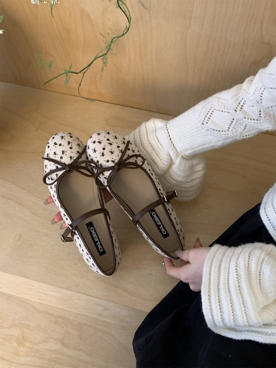 Damen Ballerinas mit zartem Riemchen und Blumenmuster R&B