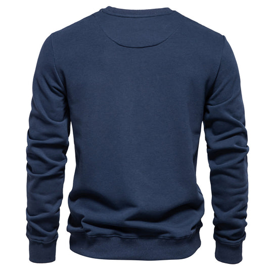 Herren nan klassisches Rundhals-Sweatshirt aus schwerer Baumwollmischung mit angerauter Innenseite und gerippten Bündchen R&B