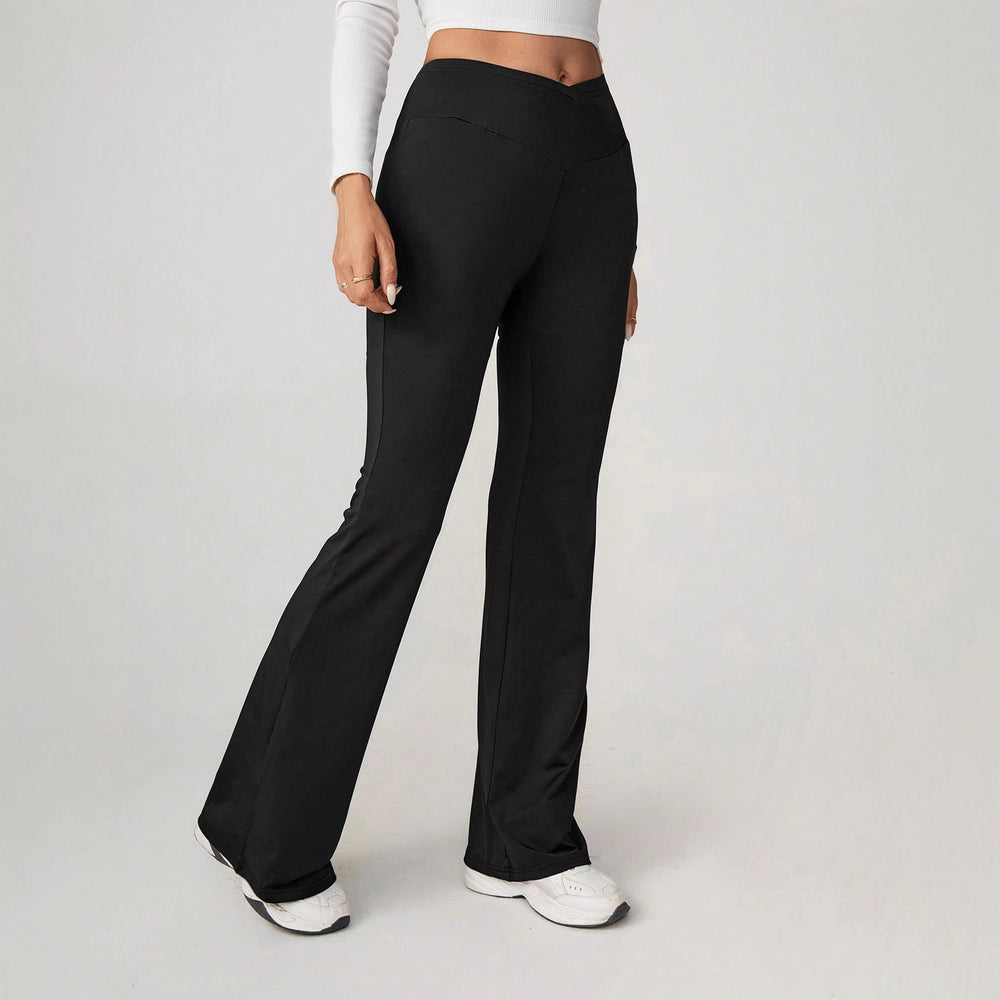 Damen High-Waist Sporthose mit weitem Bein und elastischem Bund R&B