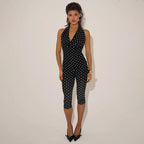 Damen Figurbetonter Jumpsuit im Polka-Dot-Design R&B