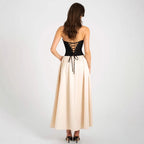 Damen Elegantes Maxikleid mit herzförmigem Ausschnitt und geschmeidigem Rock R&B