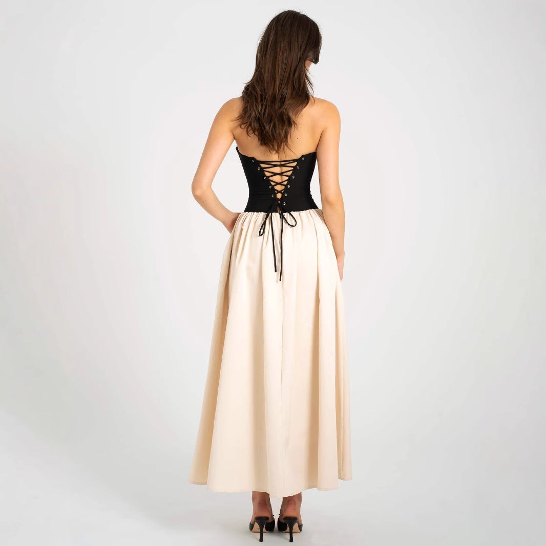 Damen Elegantes Maxikleid mit herzförmigem Ausschnitt und geschmeidigem Rock R&B