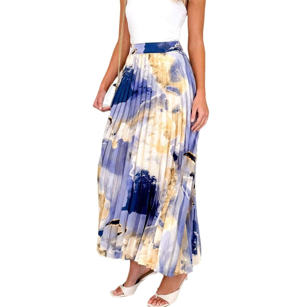 Damen Eleganter Plissee-Rock mit floralem Design und elastischem Bund R&B