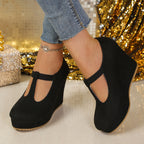 Damen Wedge-Pumps mit schickem T-Strap-Design R&B