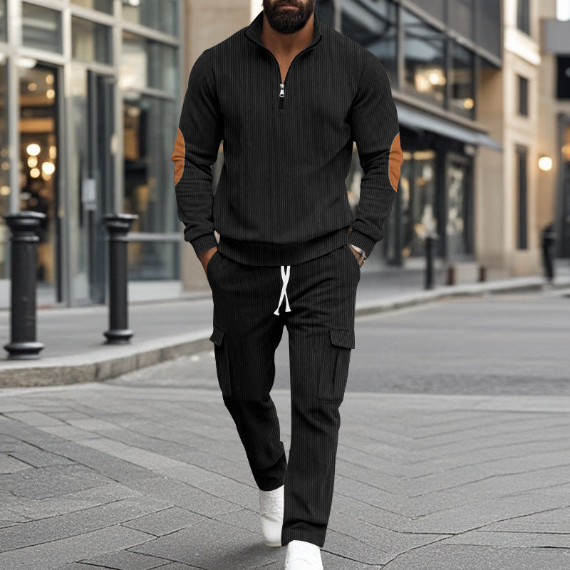 Herren sportliches Freizeitset mit Reißverschluss und praktischen Taschen R&B