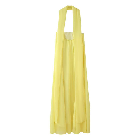 Damen Maxikleid mit innovativem Halterneck und fließendem Schnitt R&B