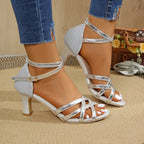 Damen elegante Riemchen-Pumps mit modischem Glitzer-Riemendesign R&B