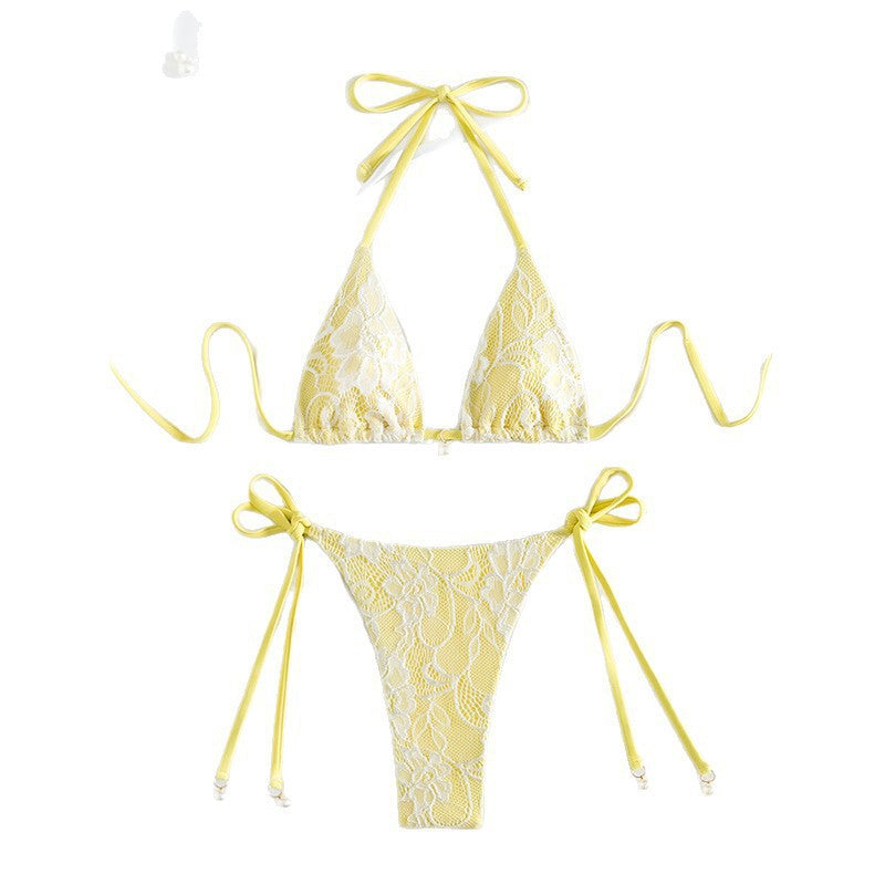 Damen Elegantes Spitzen-Bikini-Set mit verstellbaren Trägern R&B