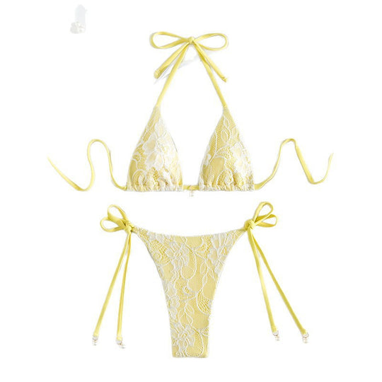Damen Elegantes Spitzen-Bikini-Set mit verstellbaren Trägern R&B