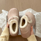 Damen komfortable Clogs mit flauschigem Innenfutter und dekorativer Schleife R&B