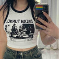 Damen Crop-Top mit kreativem Grafikdruck und sportlichem Design R&B